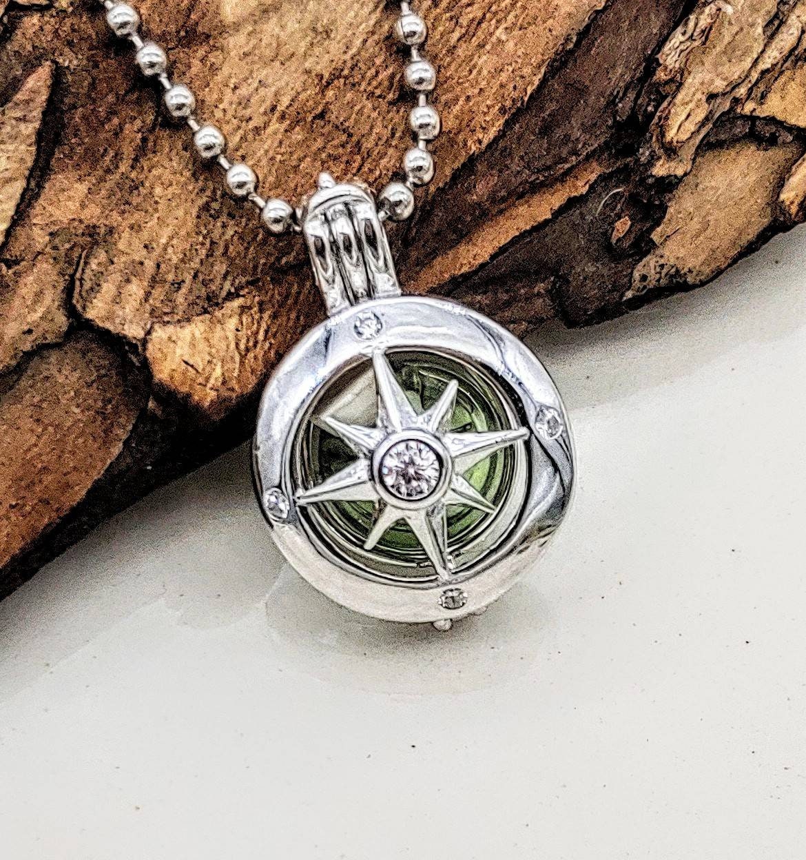 925 Sterling Silver Compass Locket Urn Necklace for Etsy