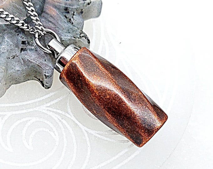 Keepsake Ash necklace | Weathered Look Copper Color Urn Pendant | Cremation Jewelry for Men or Women | Cremation Necklace | Small Urn