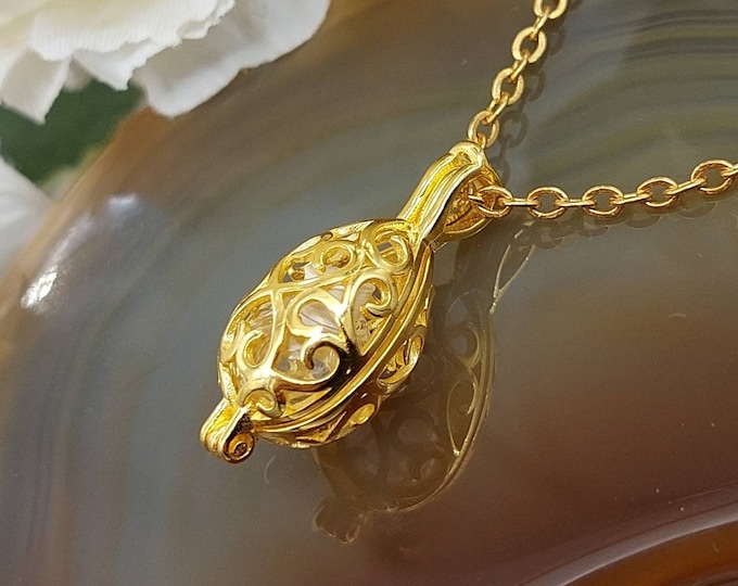 Keepsake Small Gold Color Locket for Ashes Necklace | Teardrop Urn | Ash Holder Urn Pendant | Funeral Memorial Cremation Jewelry Gift