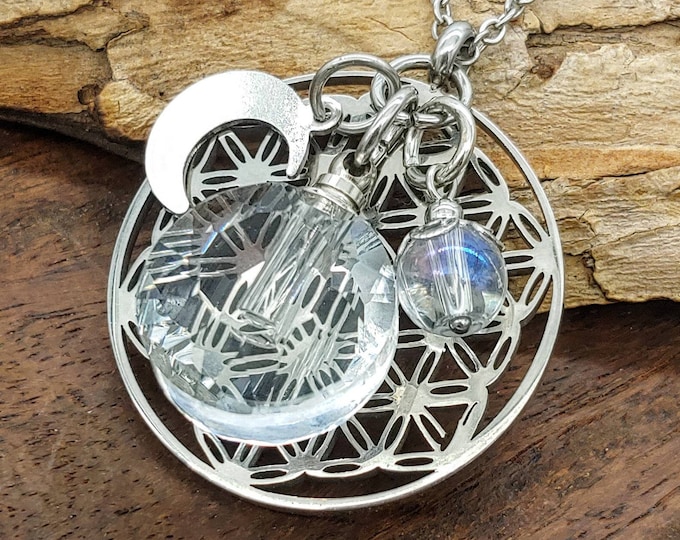 Flower of Life Urn Necklace | Cremation Jewelry | Fillable Jewelry for Any Keepsake | Crystal Urn Jewelry for Ashes | Memorial Ash Jewellery