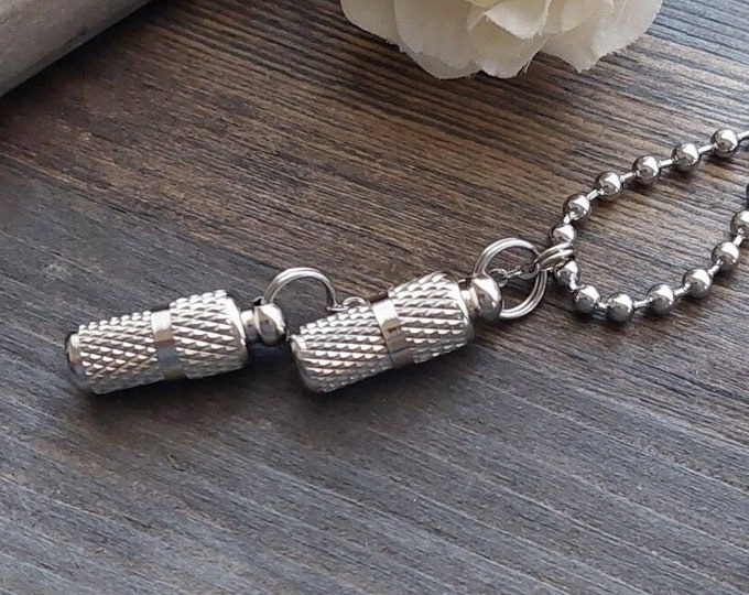 Memorial Urn Necklace for two 2 Keepsakes | Cremation Jewelry for Men | Urn Jewelry | Small Urn Ash Holder | Pill Bottle Necklace
