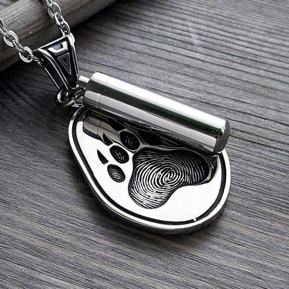 Pet For Dogs Ashes Paw Print Pet Memorial Jewelry For Ashes