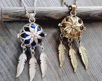 Dreamcatcher Locket: Urn Necklace with Fillable Glass Orb | Cremation Jewellery | Memorial Ash Pendant