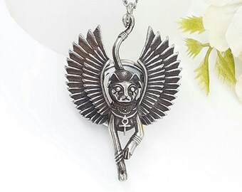 Bastet Cat Urn Necklace | Cat Memorial Necklace for Ashes, Lock of Hair | Cremation Urn Jewelry | Cat Pendant for Cremains | Keepsake Gifts