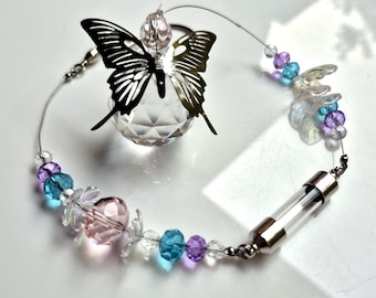 Butterfly Memorial Suncatcher | DIY Cremation Ashes Keepsake Urn | Sun Catcher Ash Holder | Condolence Gift (w/funnel fill kit)