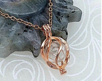 Rose Gold Sterling Silver Keepsake Locket:  Memorial Ashes Jewelry | Glass Cremation Keepsakes for Women