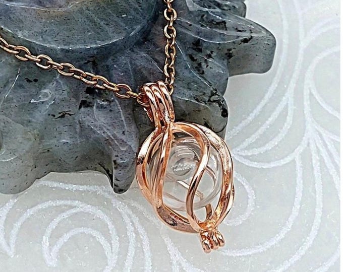 Rose Gold Sterling Silver Keepsake Locket:  Memorial Ashes Jewelry | Glass Cremation Keepsakes for Women