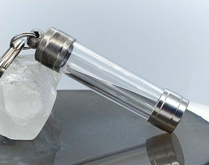 Stainless Steel and Acrylic Glass Urn Pendant or Keychain : Memorial Jewelry for Men or Women | Urn Necklace | Cremation Jewelry Ash Holder