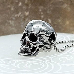 Stainless Steel Skull Cremation Jewelry | Urn Necklace for Men | Memorial Necklace | Skull Urn Jewelry | Small Urn for Ashes | Sympathy Gift