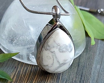 White Howlite Locket for Memorial Ashes or Locks of Hair | Urn Necklace | Cremation Jewelry | Memorial, Sympathy, Anniversary, Keepsake Gift