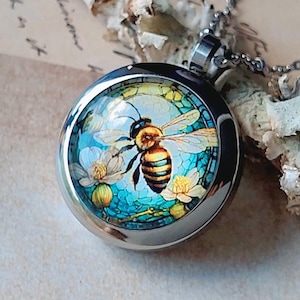 Colgante de cristal con forma de abeja / Collar de joyería para cenizas, colgante conmemorativo, mechón de pelo - pelo de mascota - joyería para cenizas de mascotas - cenizas humanas
