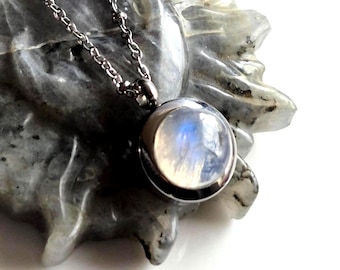 Genuine Moonstone Locket Necklace, Memorial Ashes Cremation Urn Jewelry, Small Lockets For Women, Keepsake, Remembrance