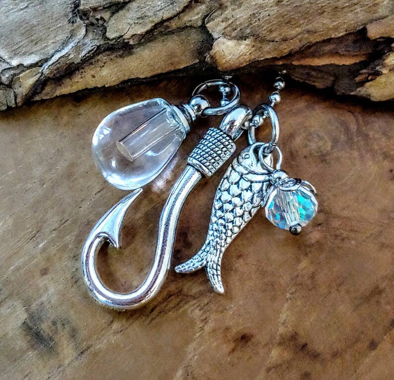 Fish Hook Urn Necklace Fishing Urn Memorial Cremation Etsy