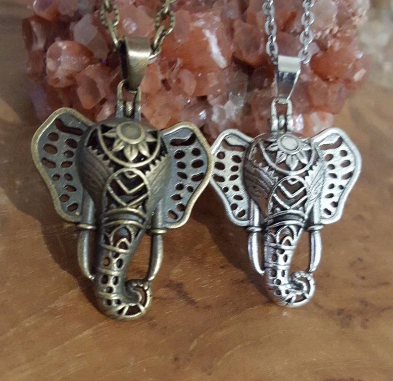 Urn Jewelry Elephant Pendant Ganesh Pendant Antiqued Elephant Keepsake Locket wGlass Orb Urn Locket Elephant Urn Necklace