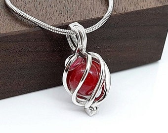 Ruby Red Glass Locket | Sterling Silver Urn Necklace for Ashes | Urn Jewelry for Women | Cremation Jewelry | Keepsake Jewelry Gifts