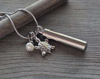 Turtle Urn Pendant: Necklace for Ashes | Stainless Steel Cremation Jewelry | Memorial Ash Pendant | Sympathy Gift