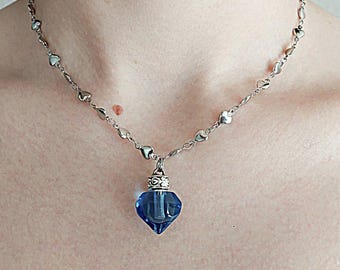 Crystal Heart Urn Necklace | Cremation Jewelry, Memorial Gift, Keepsake Ashes Pendant