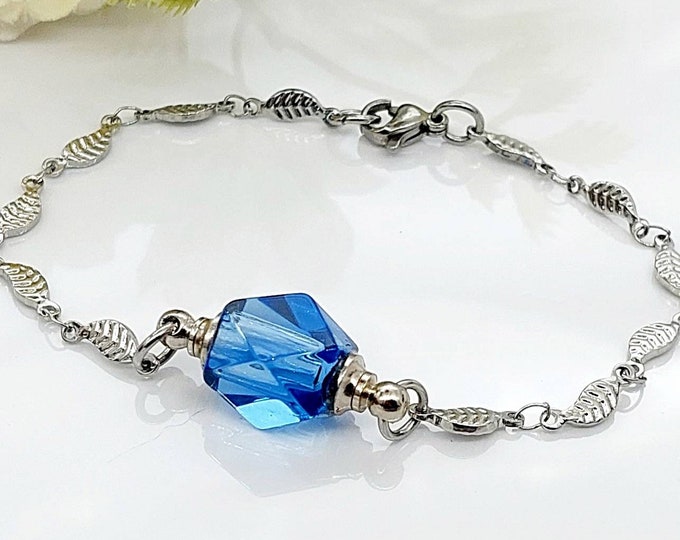 Blue Urn Bracelet for Ashes | Jewelry for Ashes | Memorial Urn Bracelet | Cremation Ashes Jewelry Bracelet | Sympathy Gift | Pet Keepsake