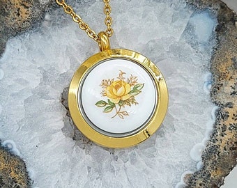 Yellow Rose Keepsake Locket Urn Necklace for Ashes Jewelry | Rose Urn Necklace | Gift for Mom Grandma Daughter | Memorial Cremation Jewelry