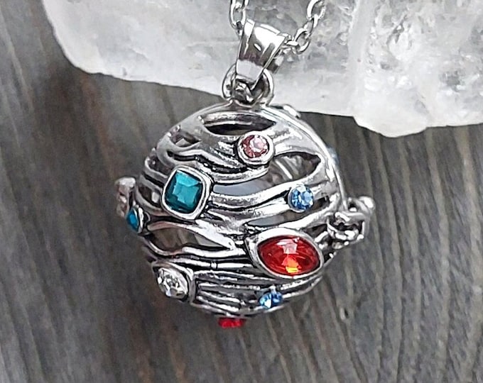 Eye of Jupiter Jeweled Locket | Urn Necklace for Ashes or Lock of Hair | Keepsake Gifts | Cremation Ash Urn Jewelry | Pendant for Cremains