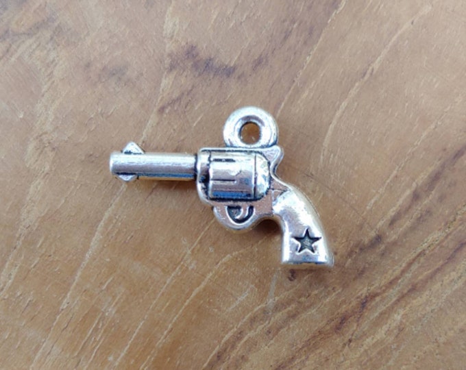 Double Sided Small Revolver Gun Charm Western Gun Charm