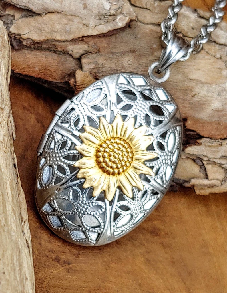 Fillable Jewelry Sunflower Urn Locket Cremation Jewelry Etsy