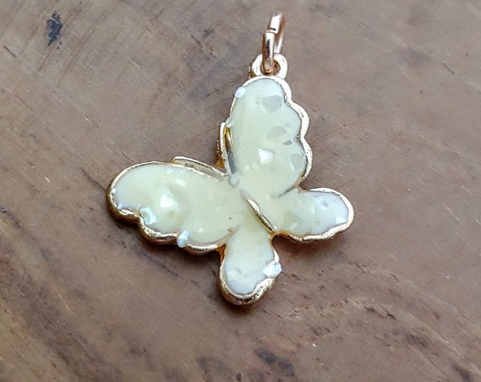 Gold Plated Enameled Butterfly Charm