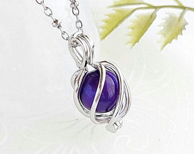 Purple Glass Keepsake Locket | Sterling Silver Urn Necklace for Ashes | Urn Jewelry for Women | Cremation Jewelry | Memorial Jewelry Gifts