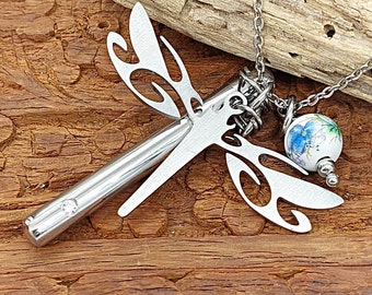 Dragonfly Urn Necklace Pendant for Ashes | Memorial Cremation Jewelry | Pretty Keepsake Gifts for Mom, Daughter Friend, Sister Remembrance