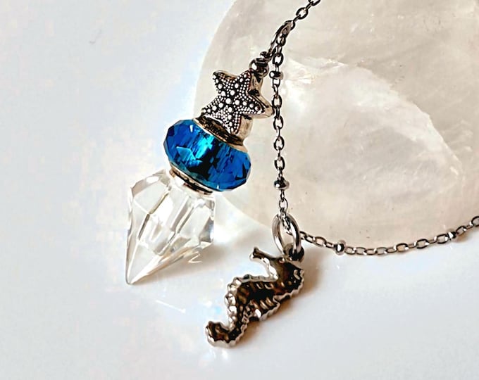 Starfish Urn Necklace | Cremation Ashes Jewelry, Seahorse Urn Pendant, Beach Memorial Keepsake Gifts