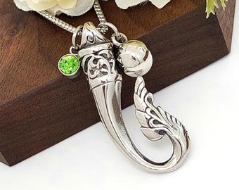Fishhook Urn Necklace | Stainless Steel Cremation Ash Pendant | Fishing Keepsake | Memorial Jewelry