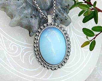 Cremation Urn Necklace for Human Ashes or Animal Ashes | Opalite Urn Jewellery | Stainless Steel Cremation Jewelry | Sympathy Gifts for Her