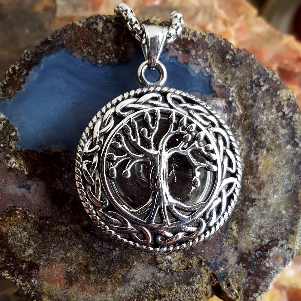 Celtic Knot Tree of Life Urn Pendant Glass Hair Locket