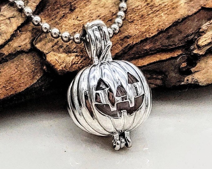 Sterling Silver Pumpkin Locket Necklace for Ashes | Keepsake Ashes Jewelry | Cremation Jewelry Gifts for Her | Urn Jewellery for Cremains