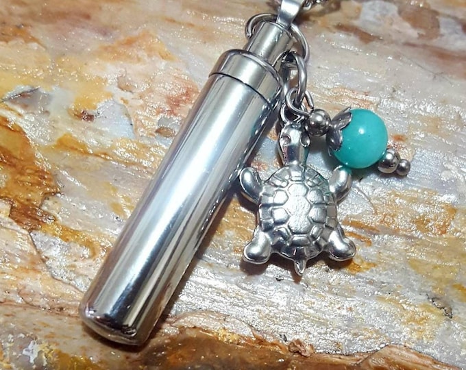 Turtle Pendant Necklace for Ashes  | Memorial Jewelry | Cremation Jewelry | Sea Turtle Urn Necklace | Jewelry Gifts for Turtle Lovers
