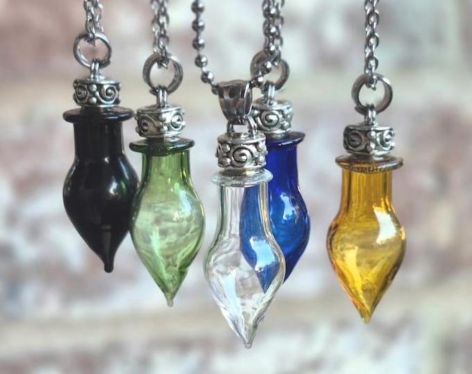 Glass Urn Pendant Necklace: Cremation Jewelry | Locks of Hair / Ashes Keepsake