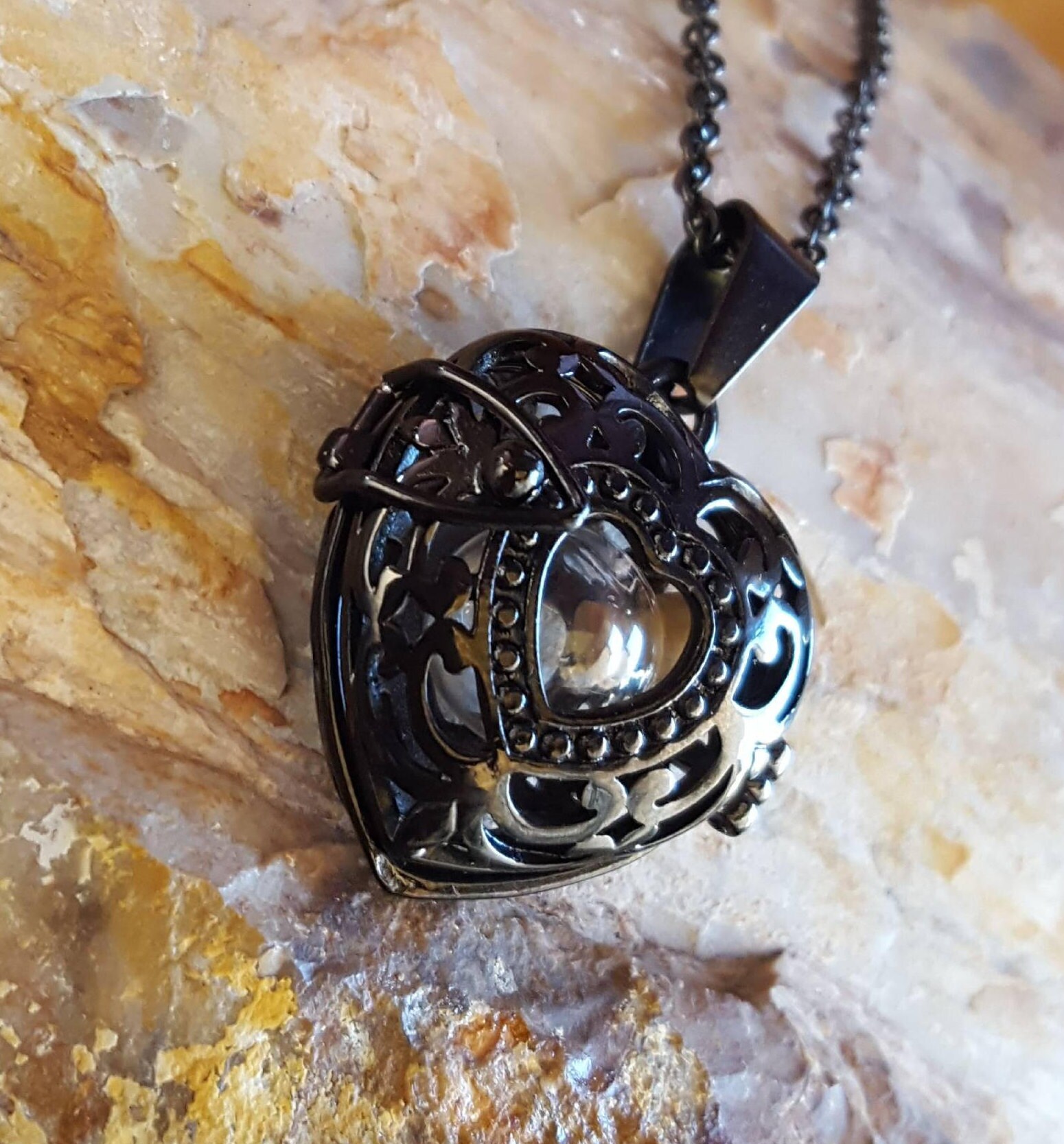 Black Heart Locket Urn Pendant Cremation Urn Jewelry Urn Jewelry