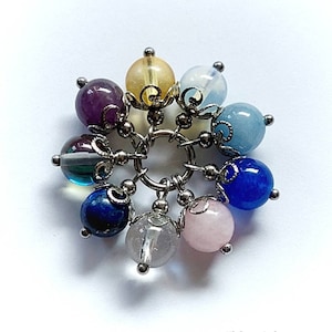 8mm Gem Stone and Stainless Steel Charm for Necklace or Bracelet | opalite, lapis, rose quartz, purple amethyst, aventurine, obsidian