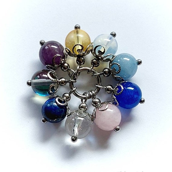 8mm Gemstone Charm for Necklace or Bracelets, Stainless Steel Fitting Color - Lapis, Opalite, Quartz, Amethyst, Aventurine