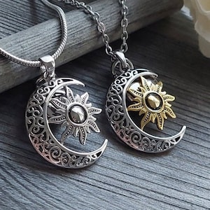 Collier urne lune en argent sterling pour cendres | Bijoux de crémation | Souvenir du soleil et de la lune | Pendentif commémoratif en cendres | Cadeau bijoux funéraires