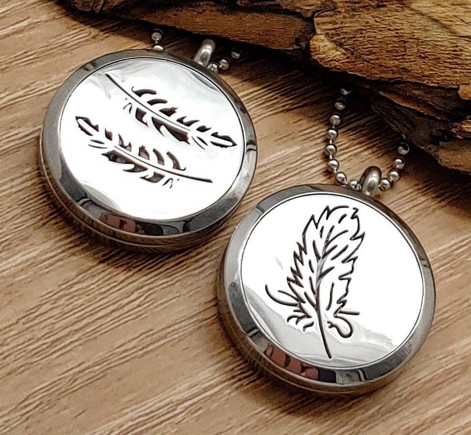 Feather Locket Necklace for Ashes or Hair Cremation Jewelry Hair