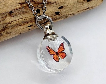Small Monarch Butterfly Urn Necklace for Women | Keepsake Necklace | Butterfly Urn Jewelry | Butterfly Cremation Jewelry | Ash Urn Pendant