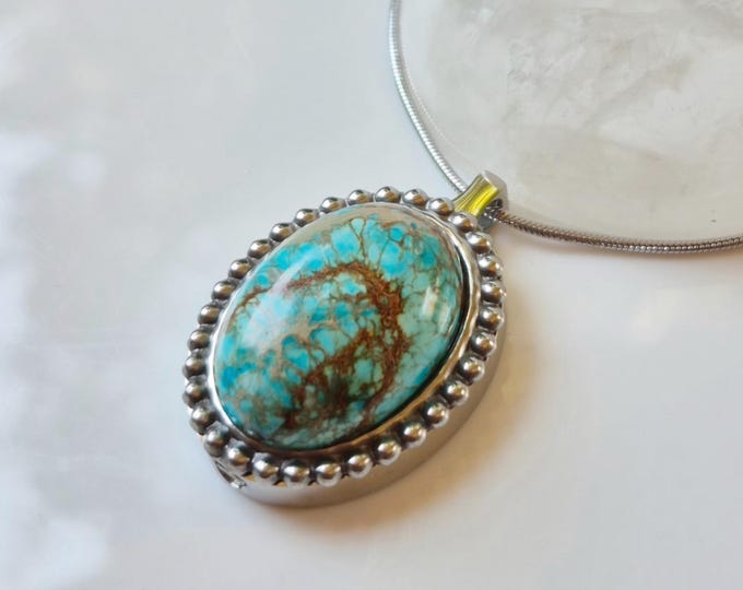 Cremation Necklace for Ashes: Blue Dyed Jasper Urn Pendant | Keepsake Jewelry | Sympathy Gifts
