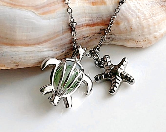 Sterling Silver Turtle Locket Urn Necklace, Keepsake Cremation Ashes Urn Jewelry