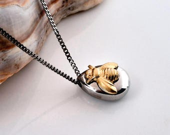 Little Bee Urn Pendant Necklace | Teardrop Memorial Ashes Jewelry, Mini Cremation Ash Holder