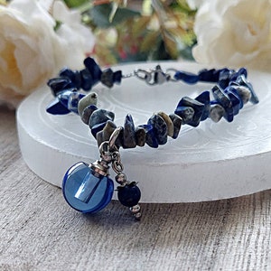 Blue Lapis Lazuli Cremation Ash Bracelet, Urn Jewelry, Memorial Ashes Keepsake Gift