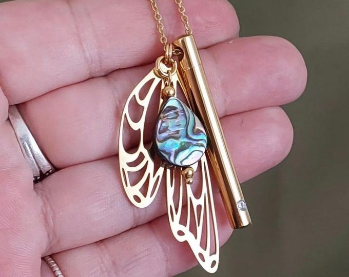 Dragonfly/Butterfly Wing Urn Necklace: Cremation Jewelry Pendant | Memorial Ashes Keepsake | Sympathy Gifts