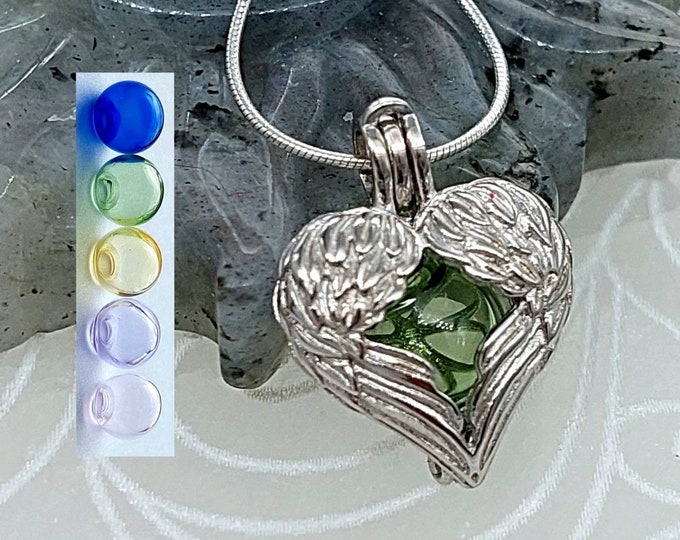 Angel Wings Urn Necklace | Sterling Silver Cremation Locket | Small Heart Urn | Minimalist Memorial Jewelry | Cremation Jewelry