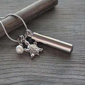 Collar de urna de acero inoxidable con forma de tortuga: joya de recuerdo para cenizas de cremación, colgante conmemorativo para hombre o mujer, regalo de condolencia.
