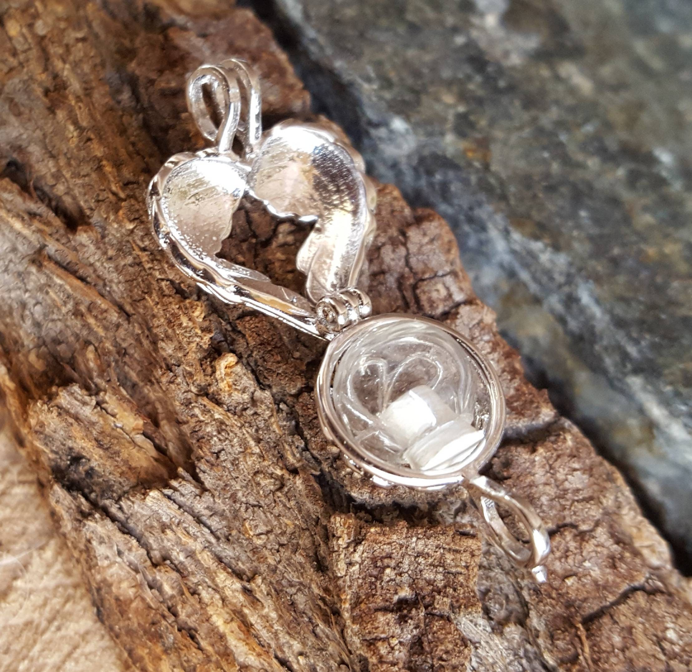 Small Sterling Silver Angel Wings Locket Angel Wings Urn Necklace for